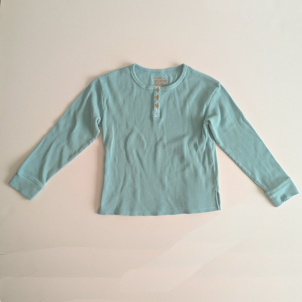 Girls' Long Sleeve Henley Waffle Top - Cat & Jack™ Blue M EUC.